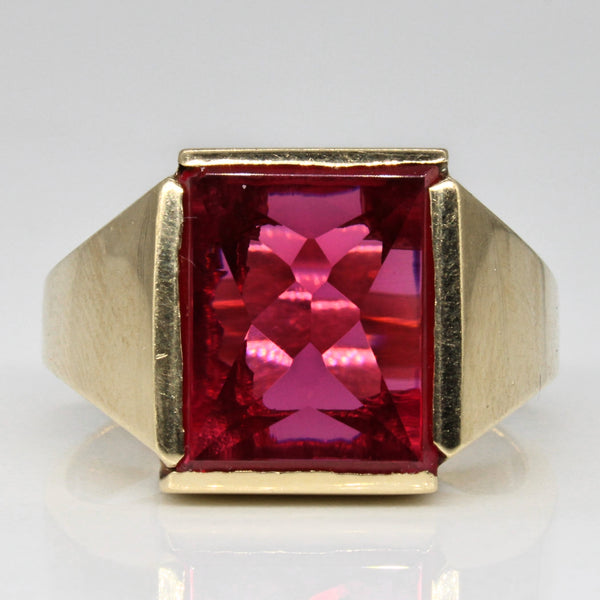 Synthetic Ruby Cocktail Ring | 3.80ct | SZ 9.5 |