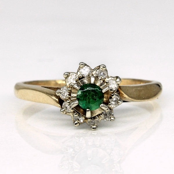 Cathedral Set Emerald & Diamond Ring | 0.08ct, 0.06ctw | SZ 6.75 |