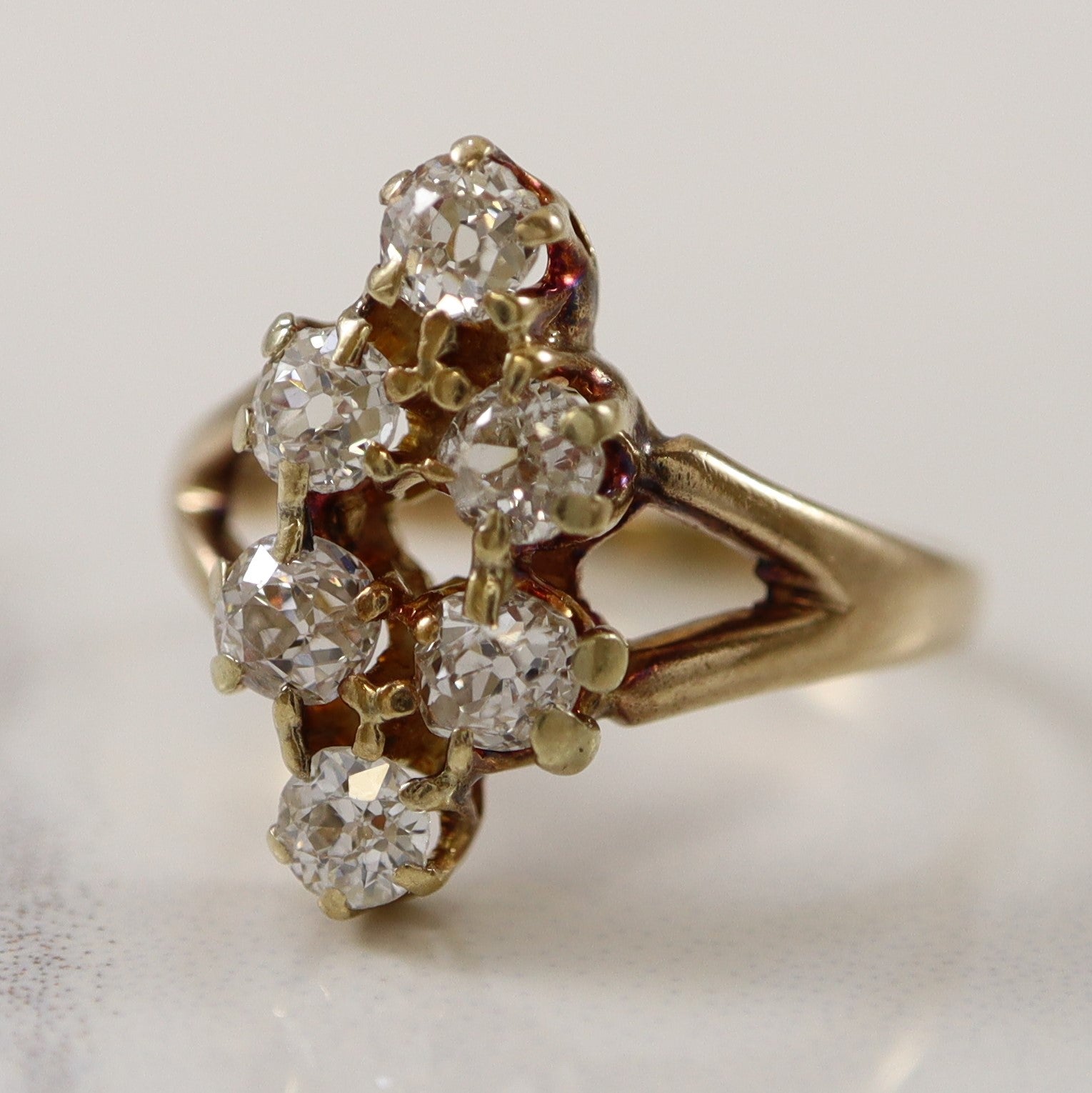 Old Mine Cut Diamond Navette Ring | 0.51ctw | SZ 2.25 |
