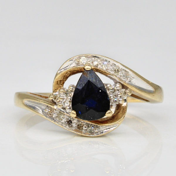 Bypass Pear Sapphire & Diamond Ring | 0.87ct, 0.07ctw | SZ 8 |