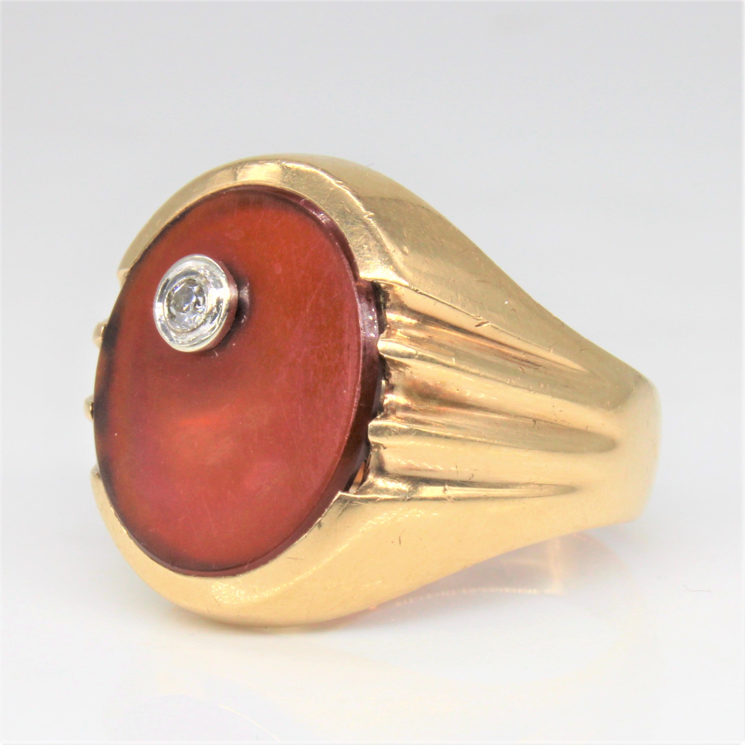 Carnelian & Diamond Ring | 3.50ct, 0.03ct | SZ 8.5 |