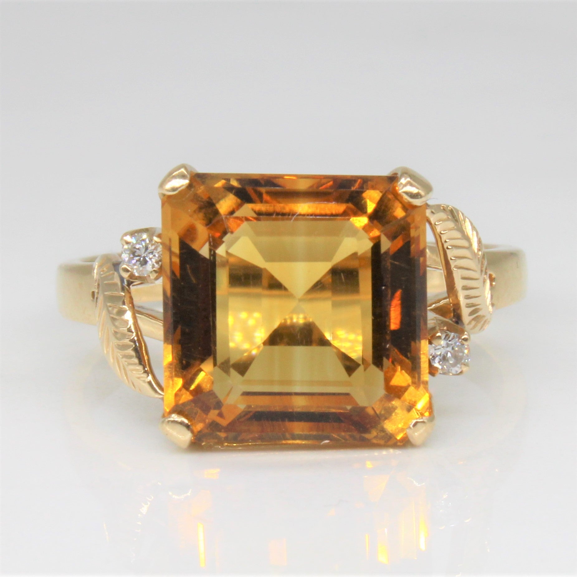 Citrine & Diamond Cocktail Ring | 4.75ct, 0.04ctw | SZ 7.75 |