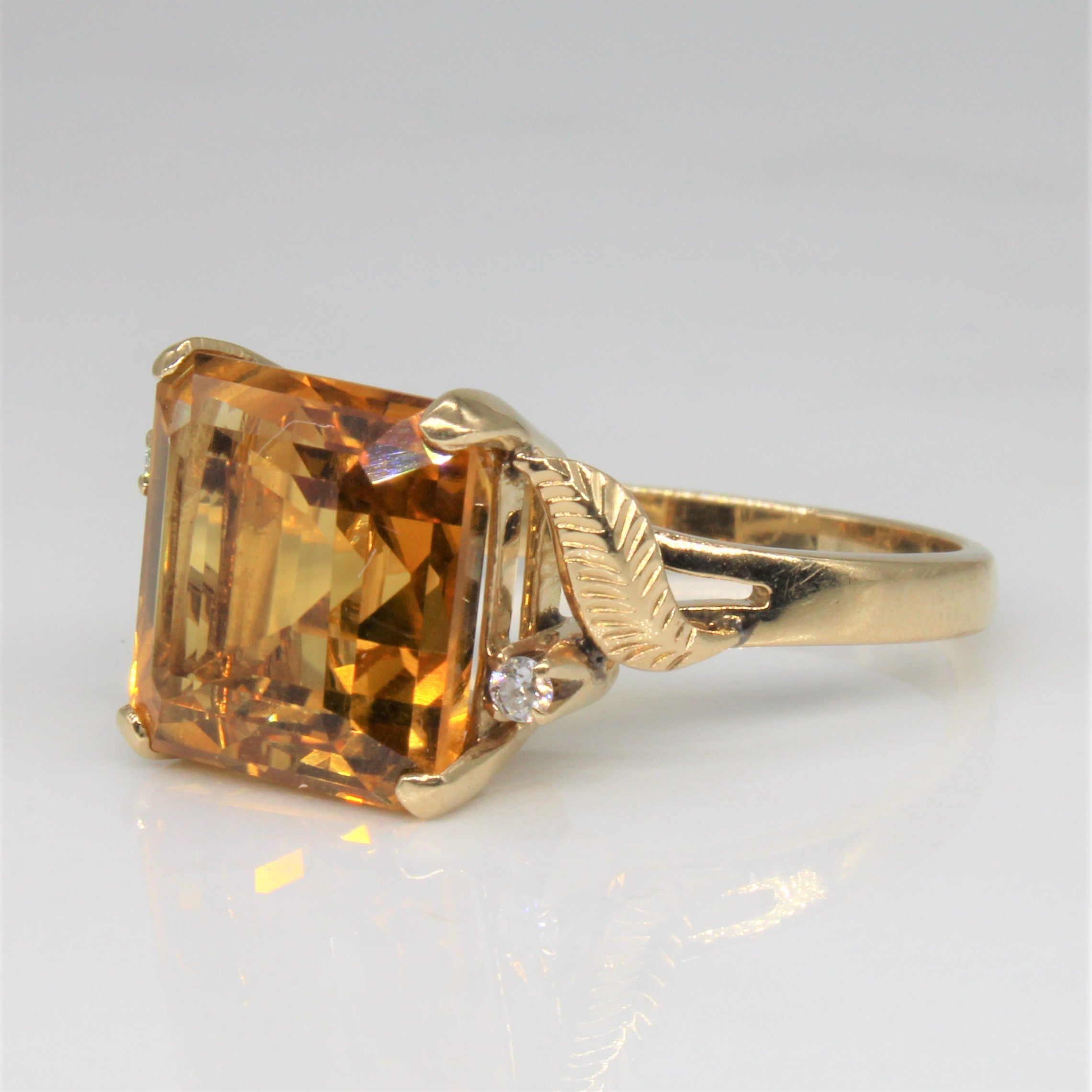 Citrine & Diamond Cocktail Ring | 4.75ct, 0.04ctw | SZ 7.75 |