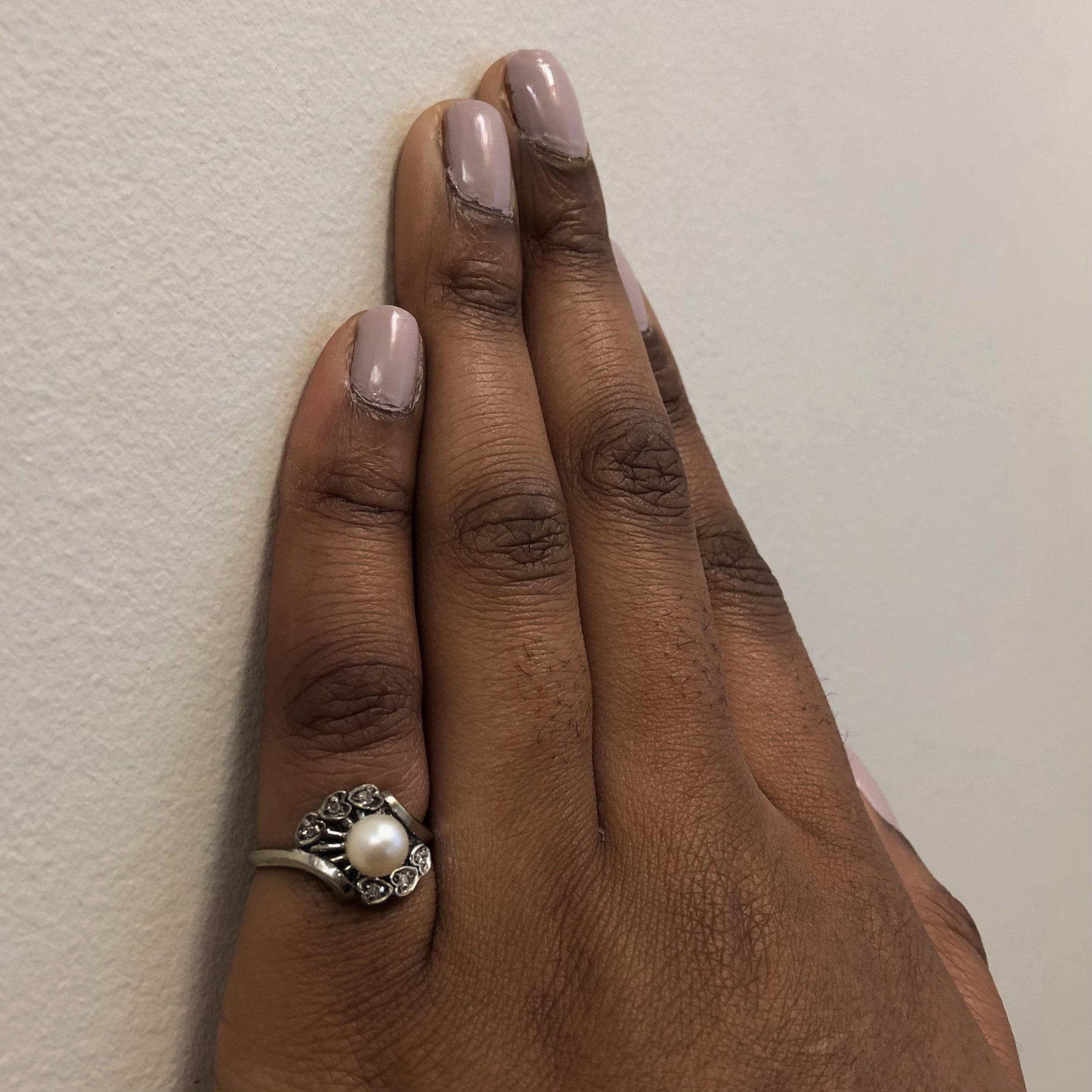 Pearl & Diamond Heart Design Bypass Ring | 1.70ct, 0.06ctw | SZ 6 |