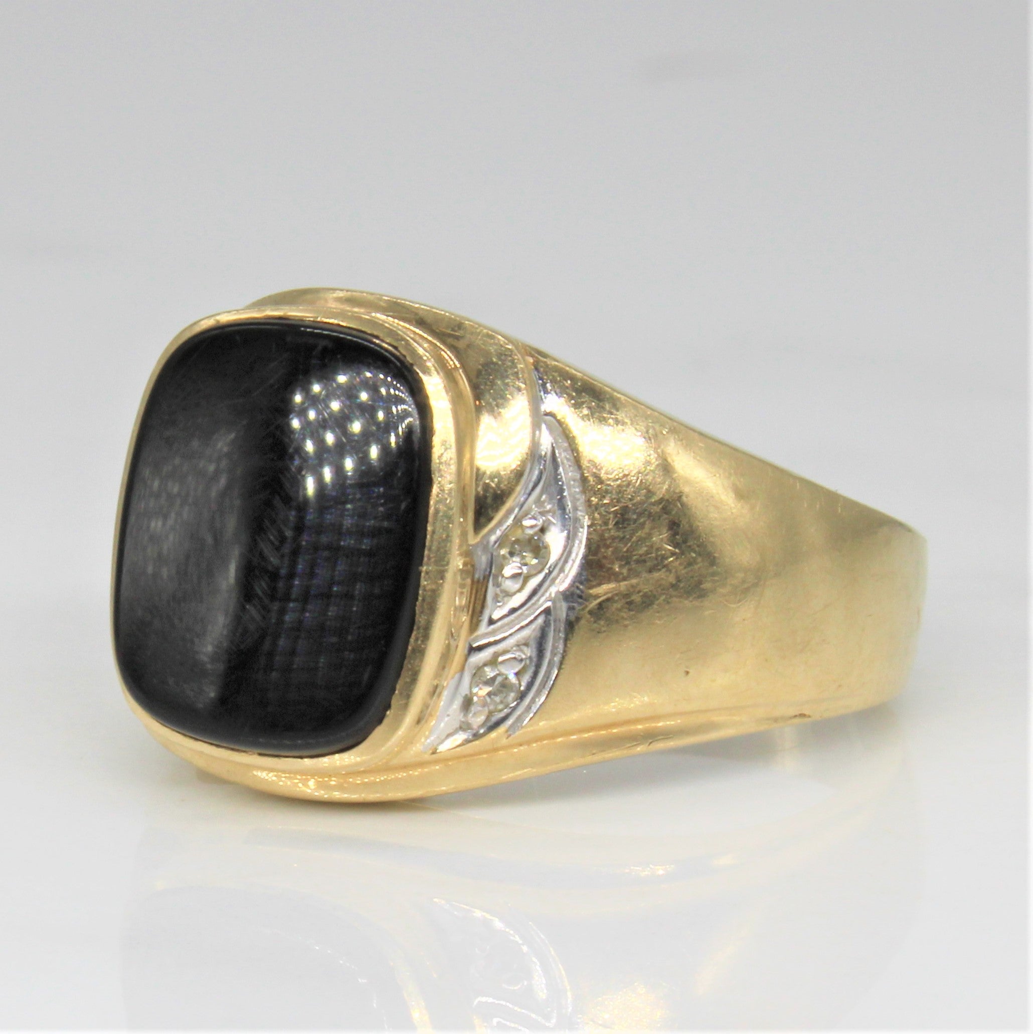 Onyx & Diamond Ring | 1.75ct, 0.04ctw | SZ 8.75 |