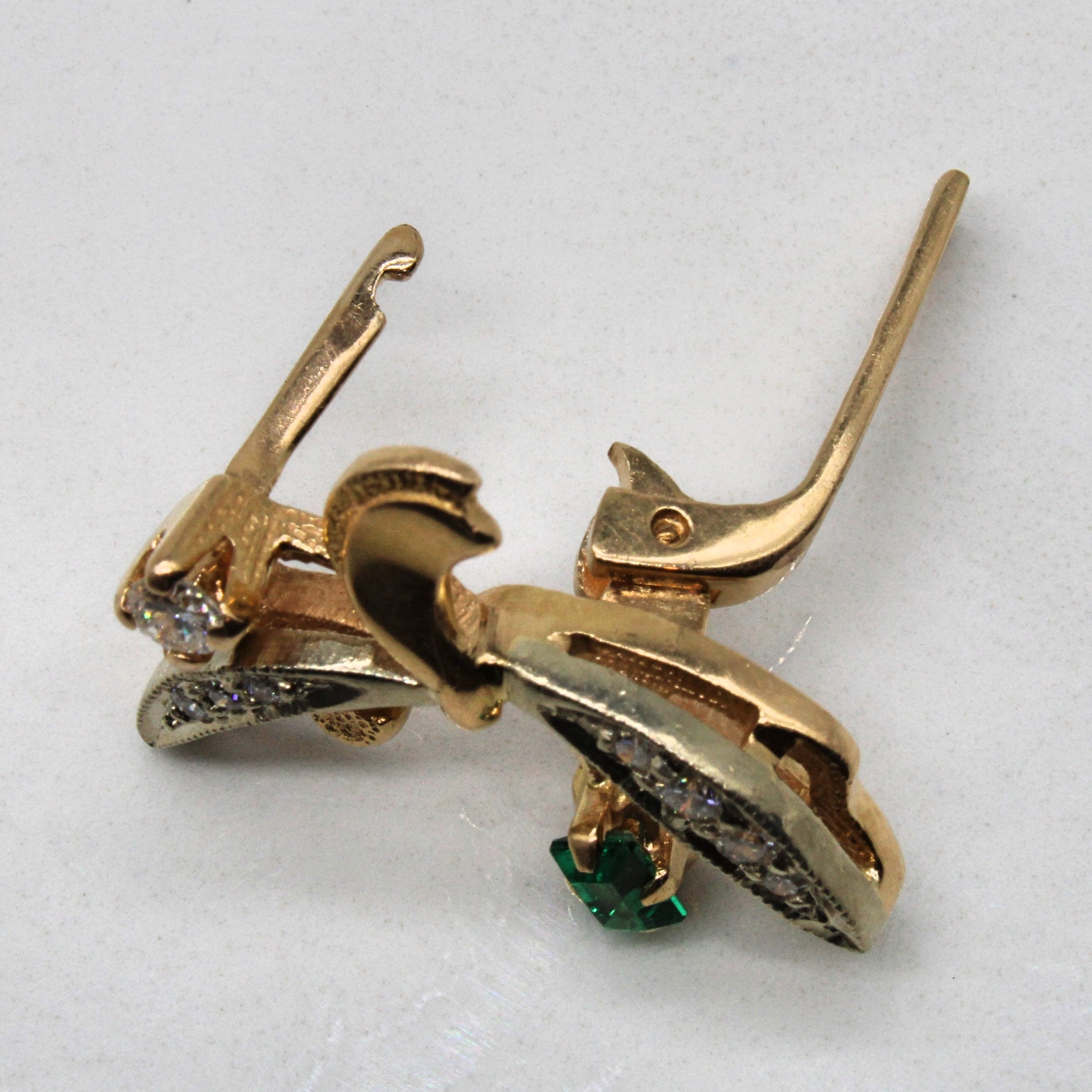 1930s Diamond & Synthetic Emerald Earrings | 0.20ctw, 0.20ctw |