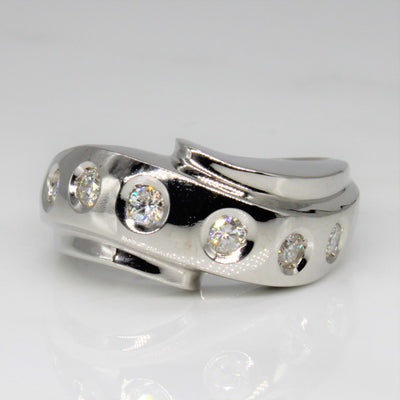 Diamond Flush Set Cross Over Ring | 0.30ctw | SZ 6.5 |