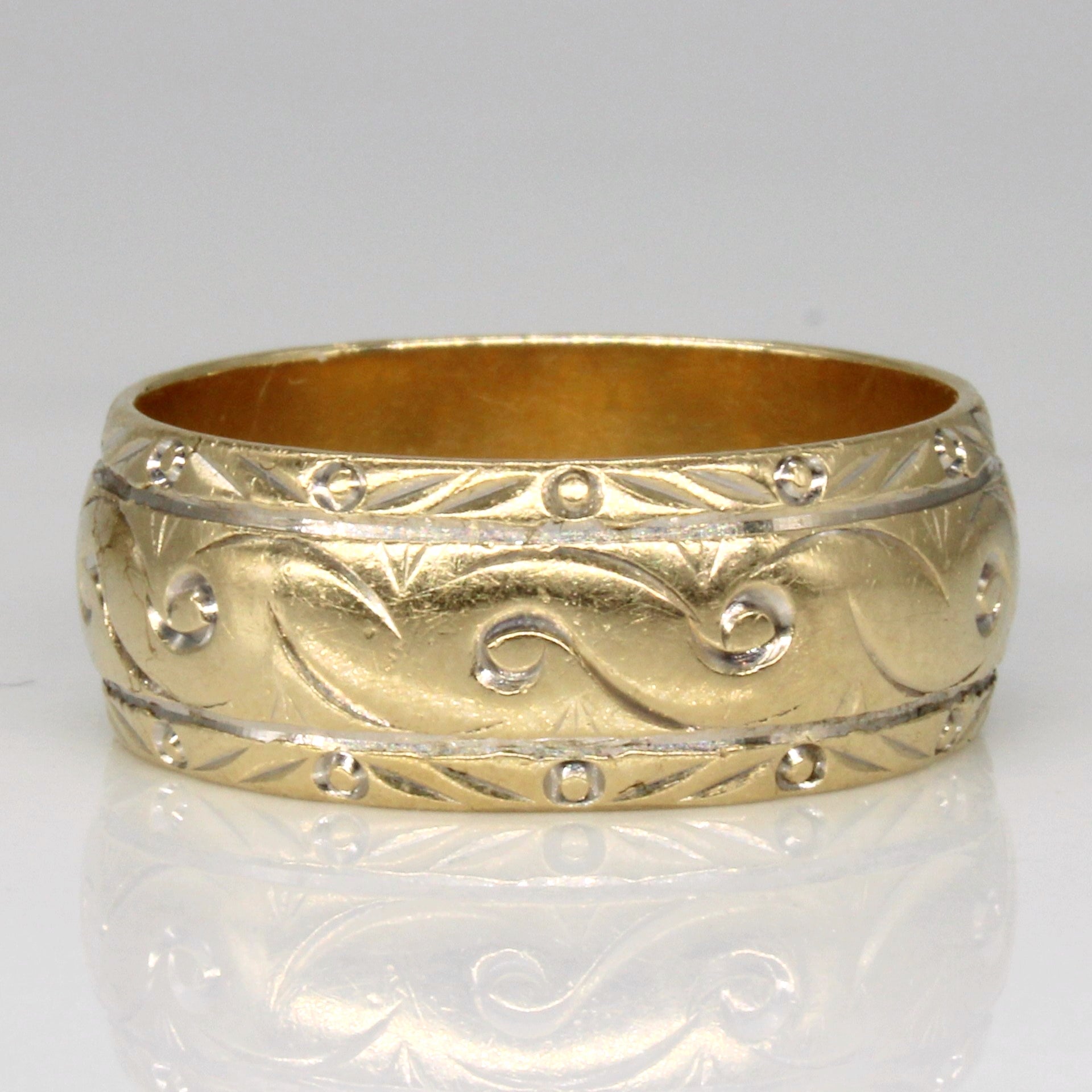 14k Yellow Gold Patterned Ring | SZ 9 |