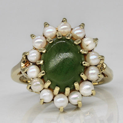 Serpentine & Pearl Cocktail Ring | 1.53ctw | SZ 5.25 |