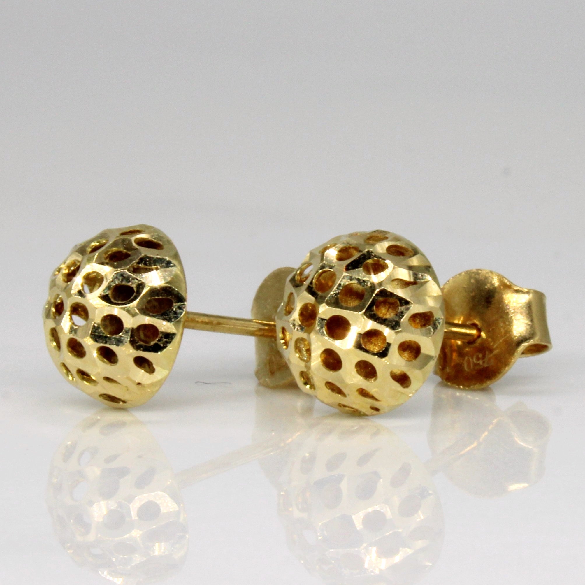 18k Yellow Gold Lattice Stud Earrings