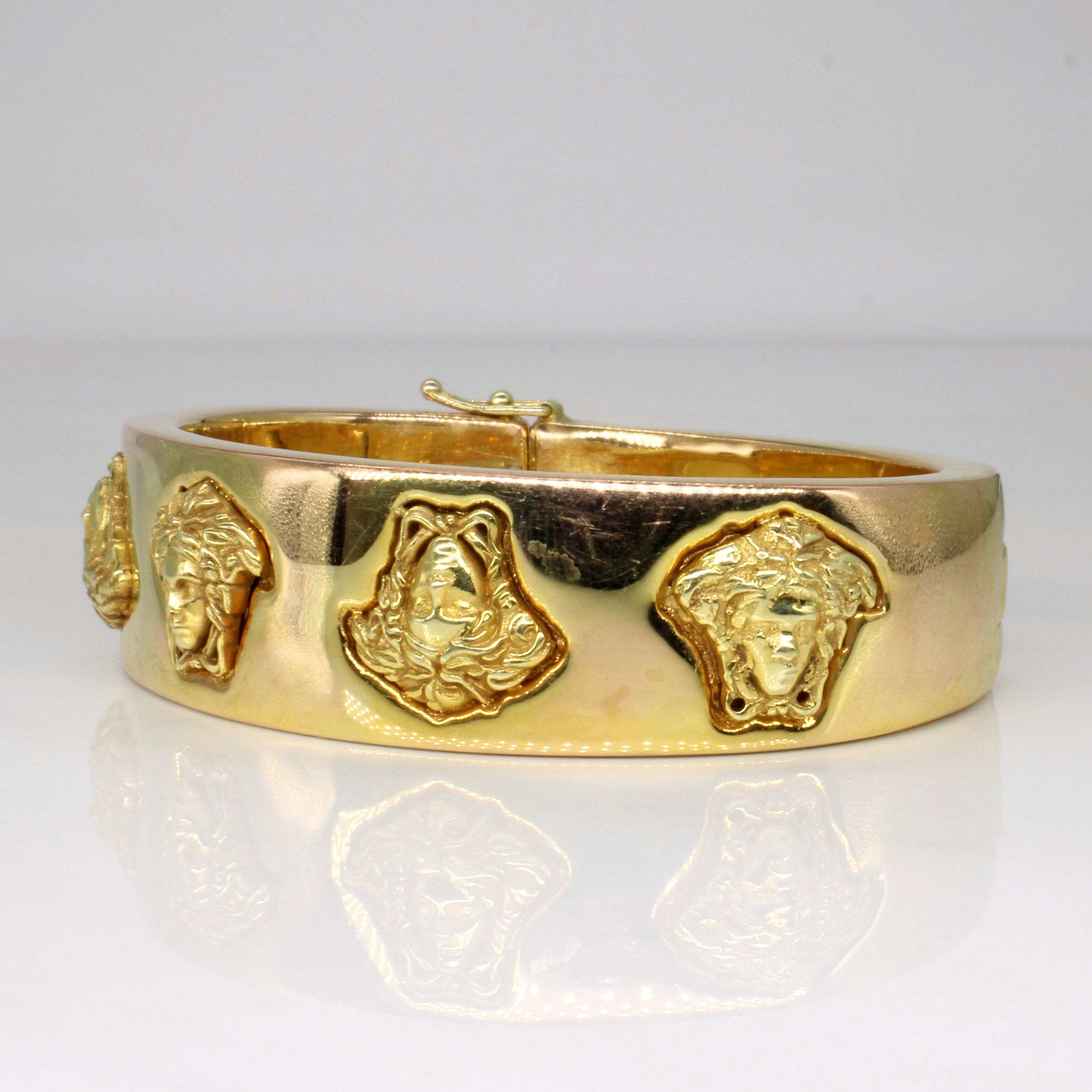 14k Yellow Gold Medusa Head Cuff | 8" |