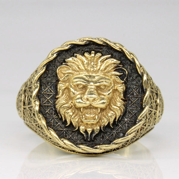 10k Yellow Gold Lion Portrait Ring | SZ 10 |