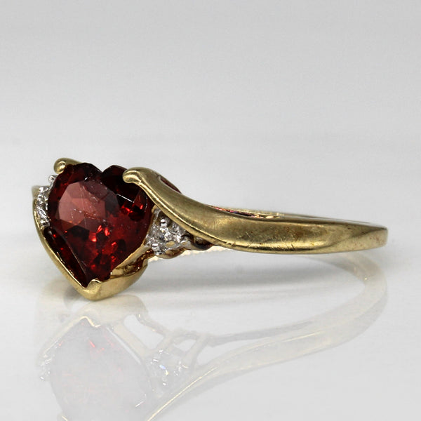 Garnet & Diamond Heart Ring | 1.07ct, 0.01ctw | SZ 7.75 |