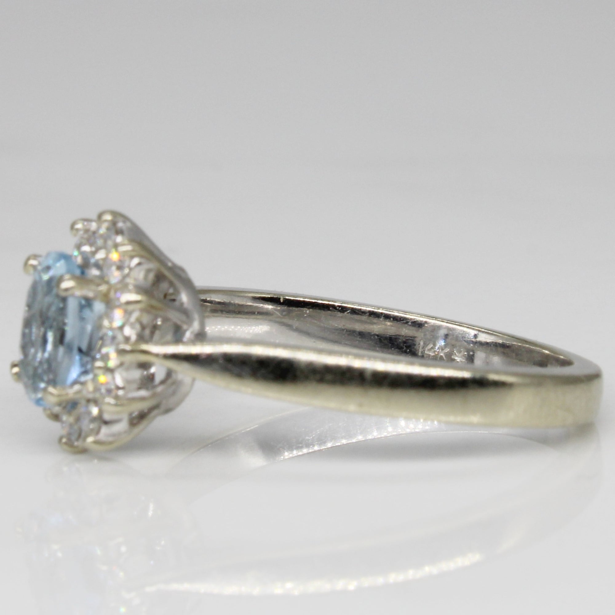 Aquamarine & Diamond Halo Ring | 0.40ct, 0.07ctw | SZ 6.25 |