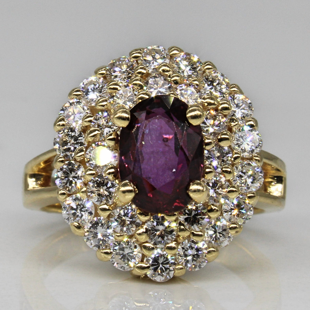 Ruby & Diamond Cluster Ring | 1.45ct, 0.90ctw | SZ 4.75