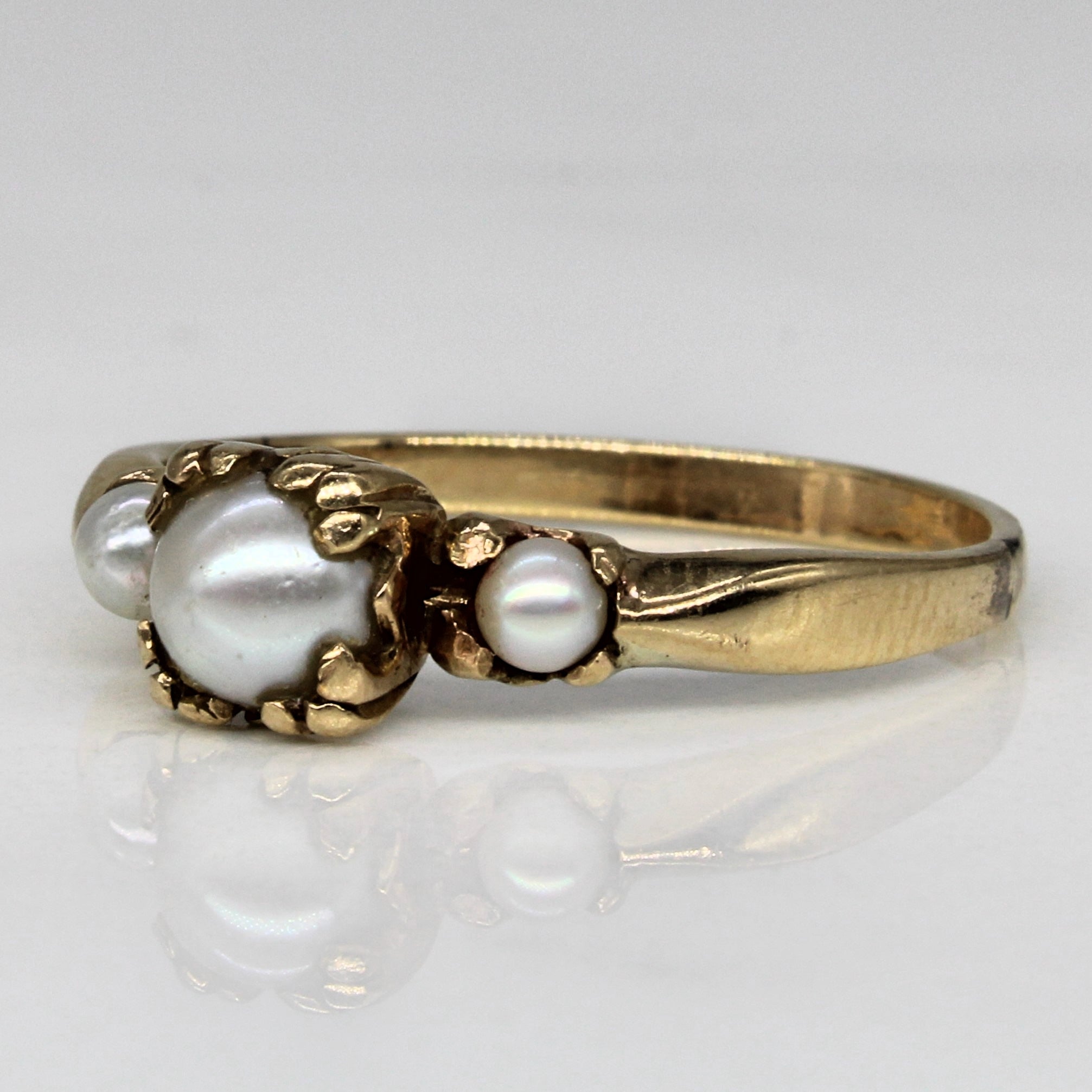 Three Stone Pearl Ring | SZ 7.75 |