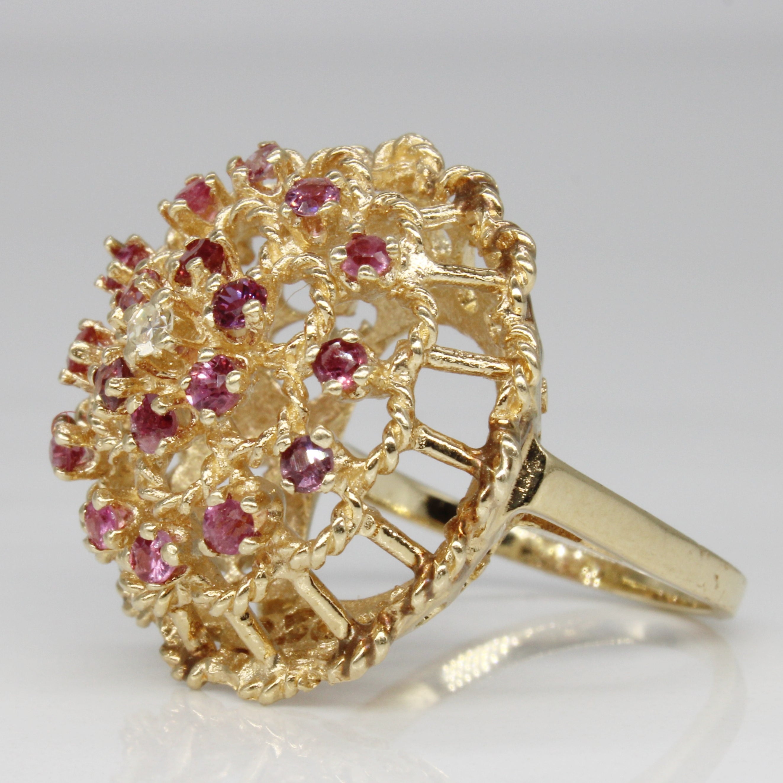 High Set Ruby & Diamond Ring | 0.59ctw, 0.03ct | SZ 5.75 |
