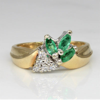 Emerald & Diamond Grape Vine Ring | 0.21ctw, 0.06ctw | SZ 4.5 |