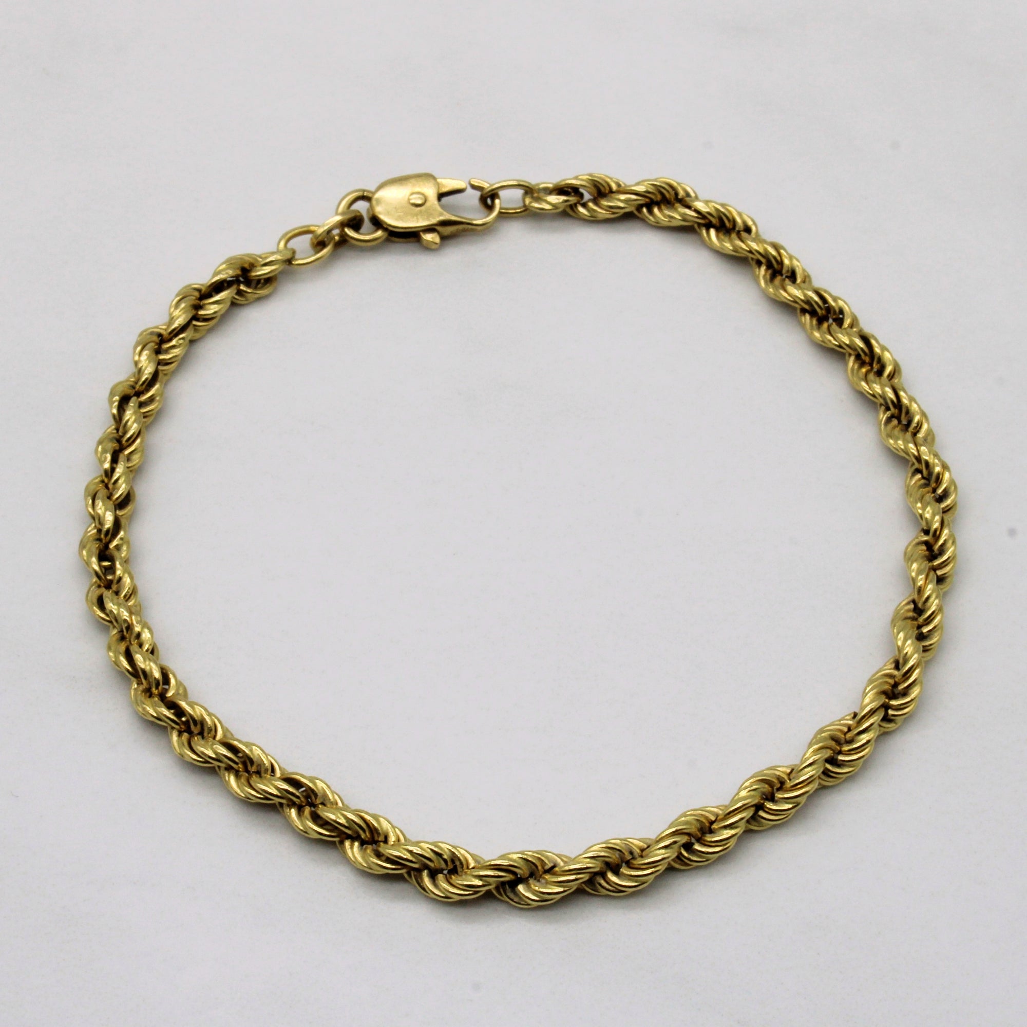 18k Yellow Gold Rope Chain Bracelet | 7.5