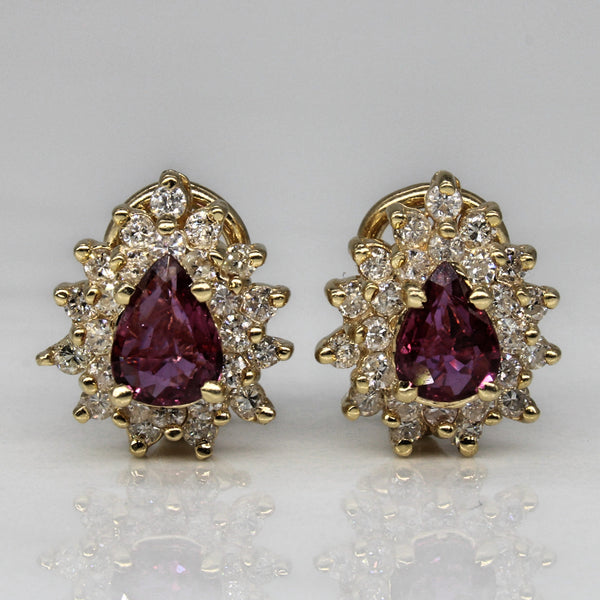 Ruby & Diamond Cluster Earrings | 0.86ctw, 0.55ctw |