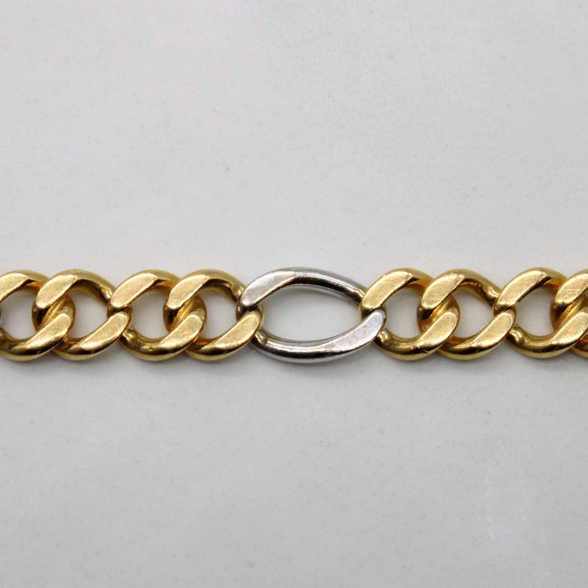 18k Two Tone Gold Figaro Bracelet | 6.5