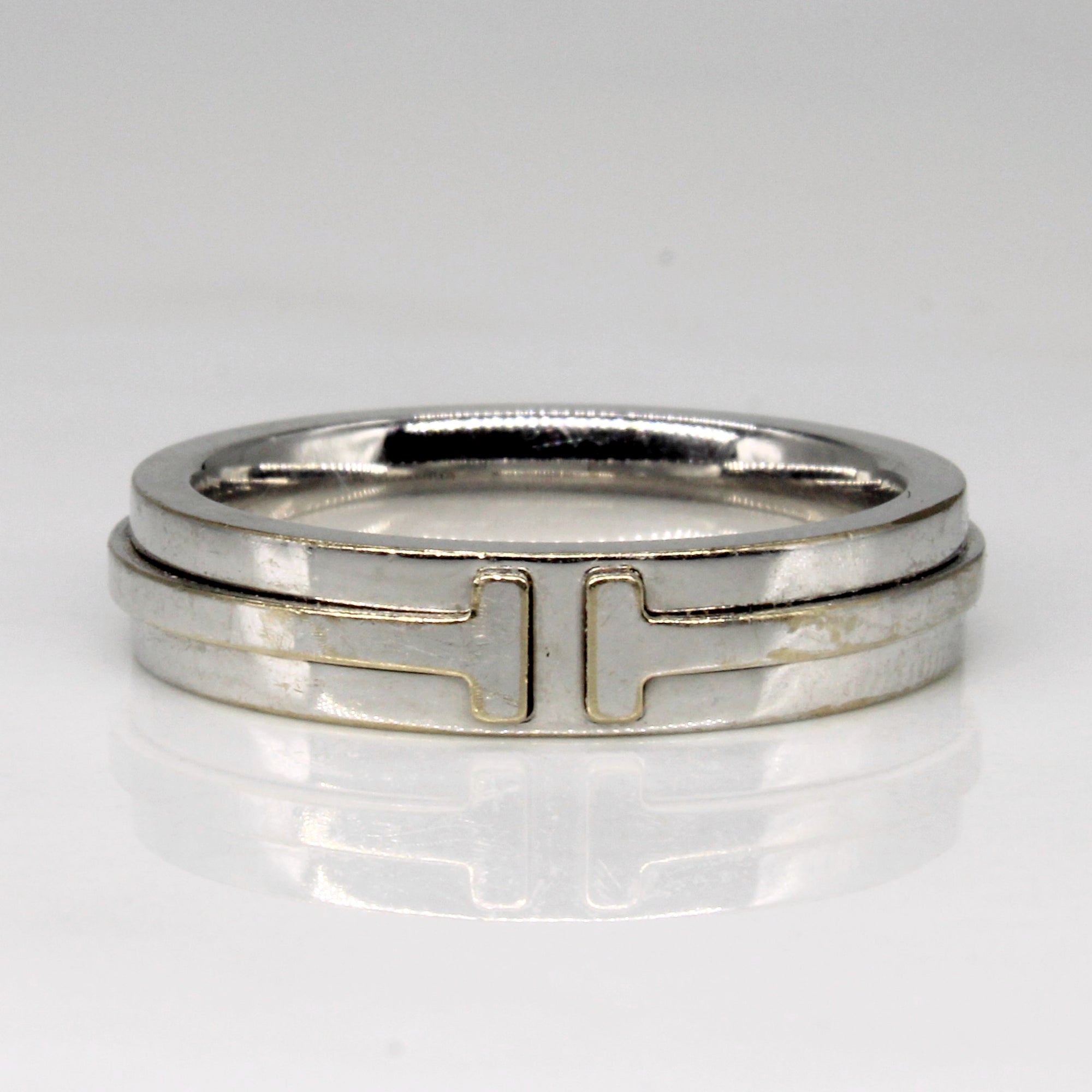 Tiffany & Co' Narrow T in 18kt White Gold Ring | SZ 7 |