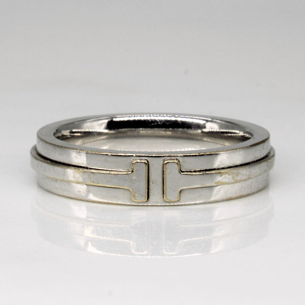 'Tiffany & Co' Narrow T in 18kt White Gold Ring | SZ 7 |