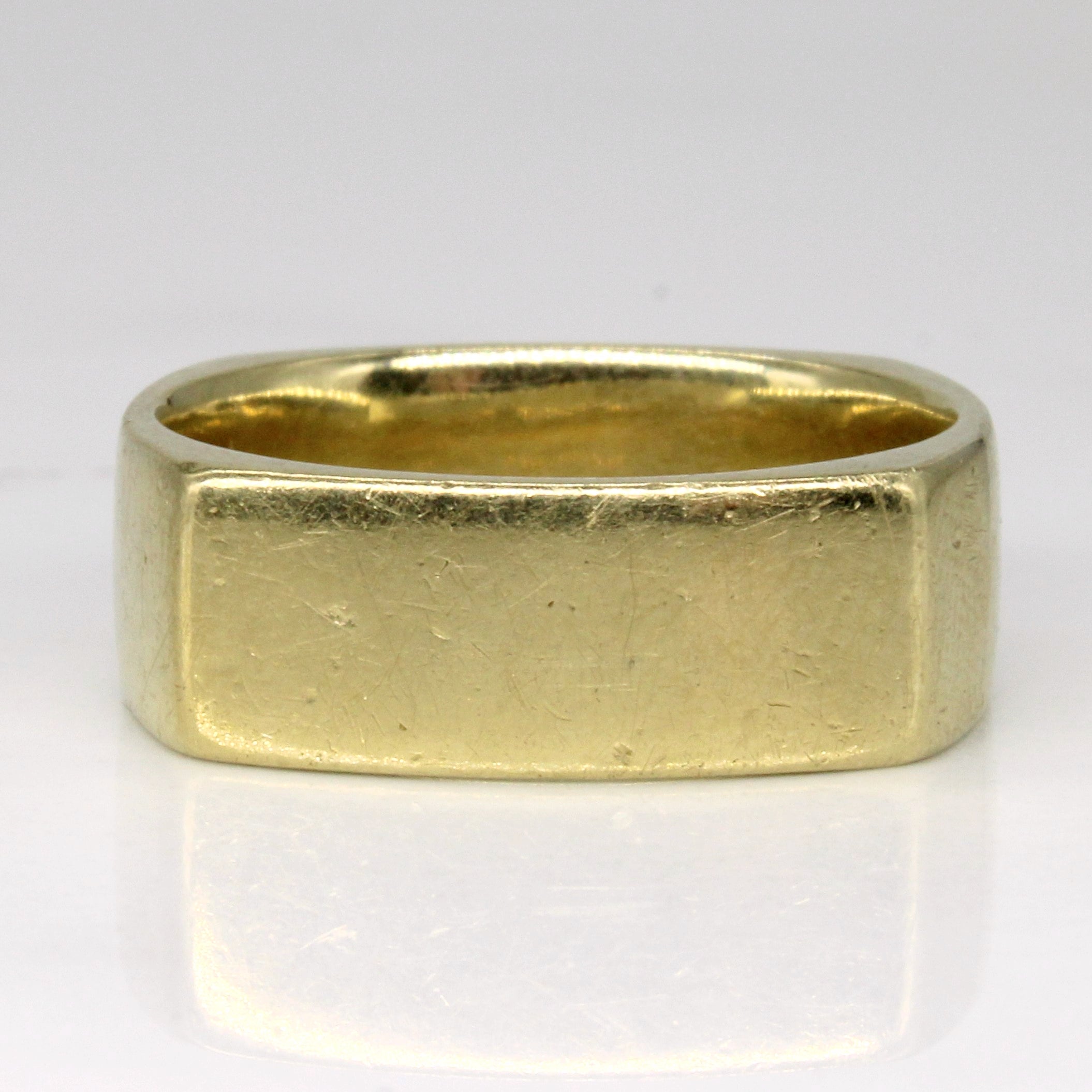 Bague carrée souple en or jaune 18 carats | Taille 9 | 