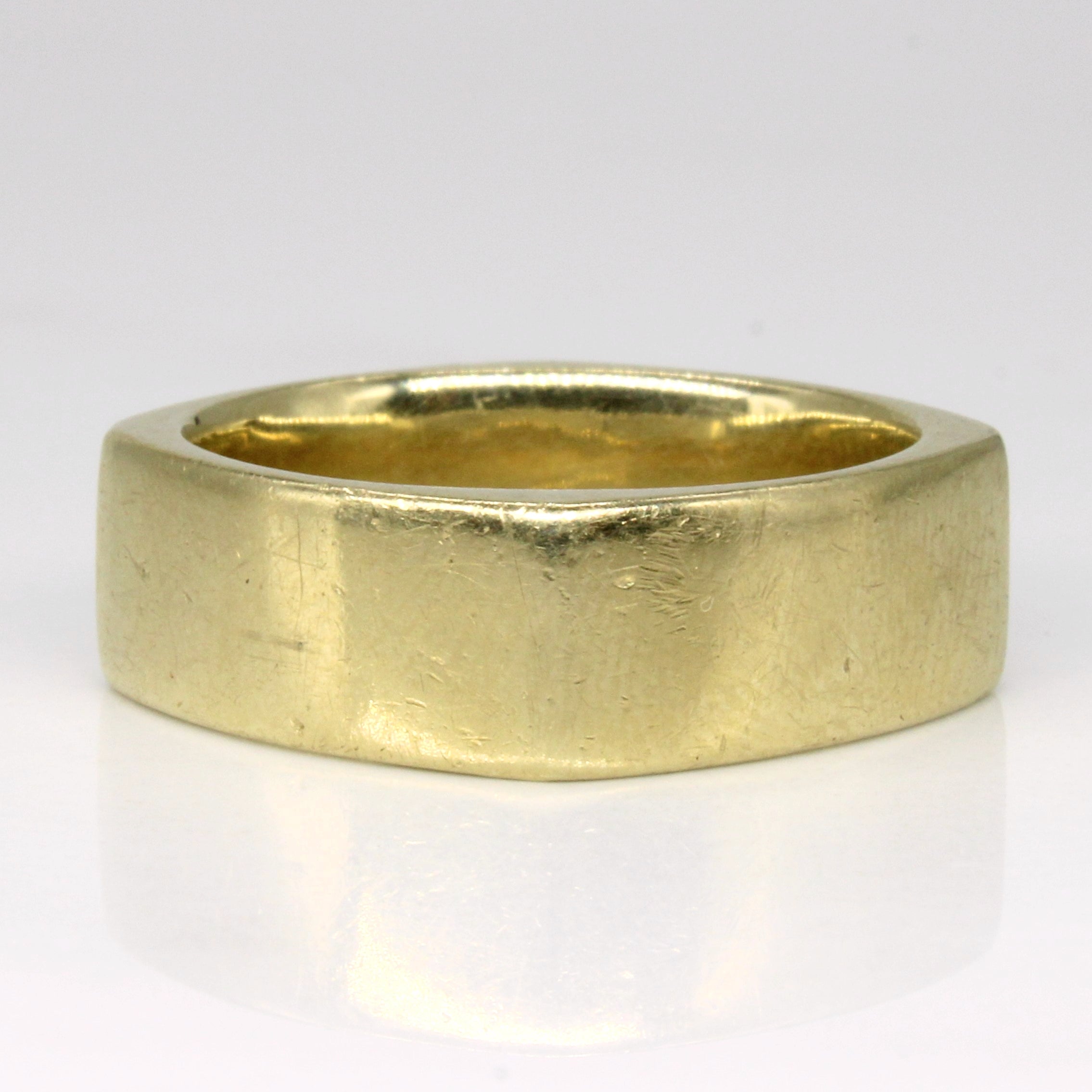 Bague carrée souple en or jaune 18 carats | Taille 9 | 