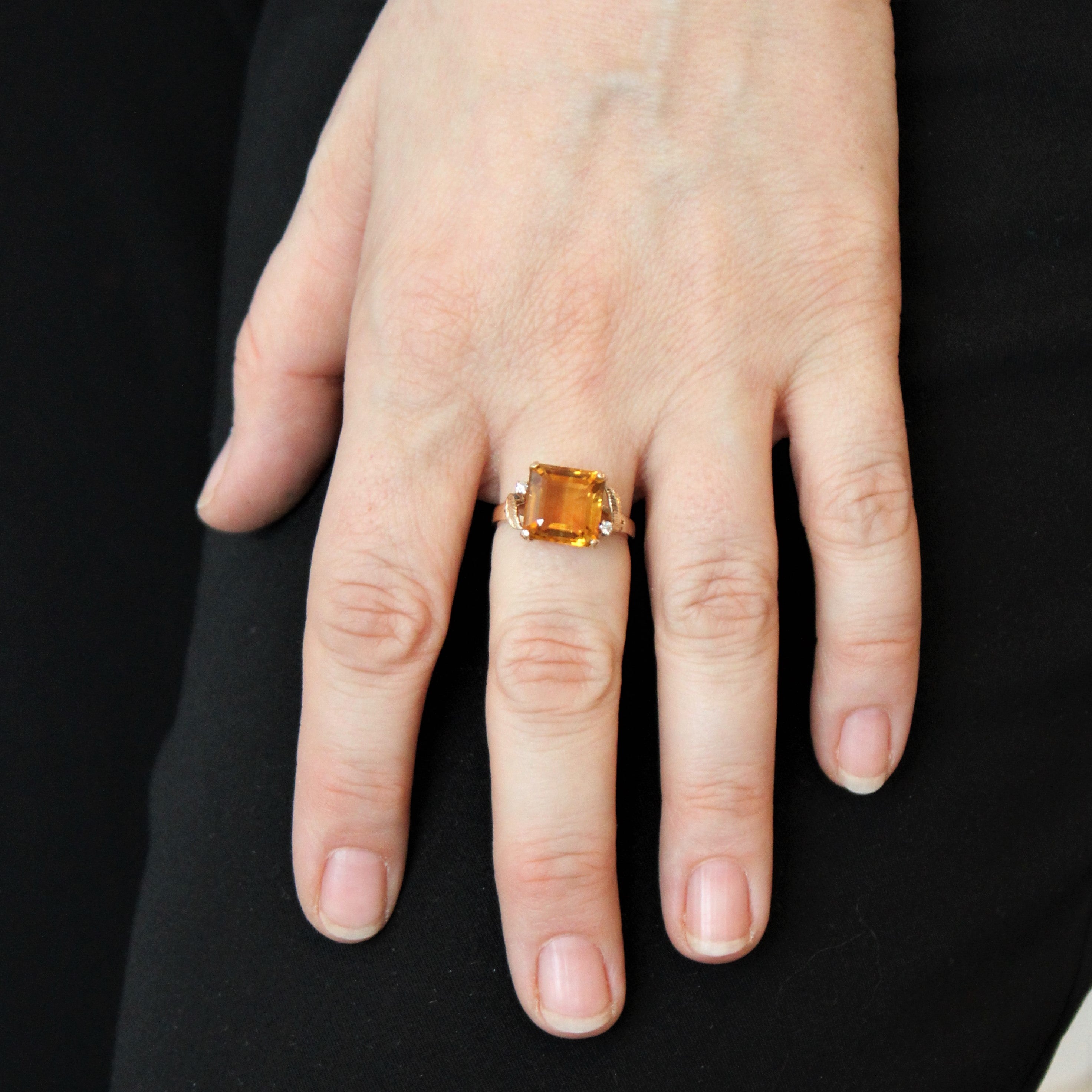 Citrine & Diamond Cocktail Ring | 4.75ct, 0.04ctw | SZ 7.75 |