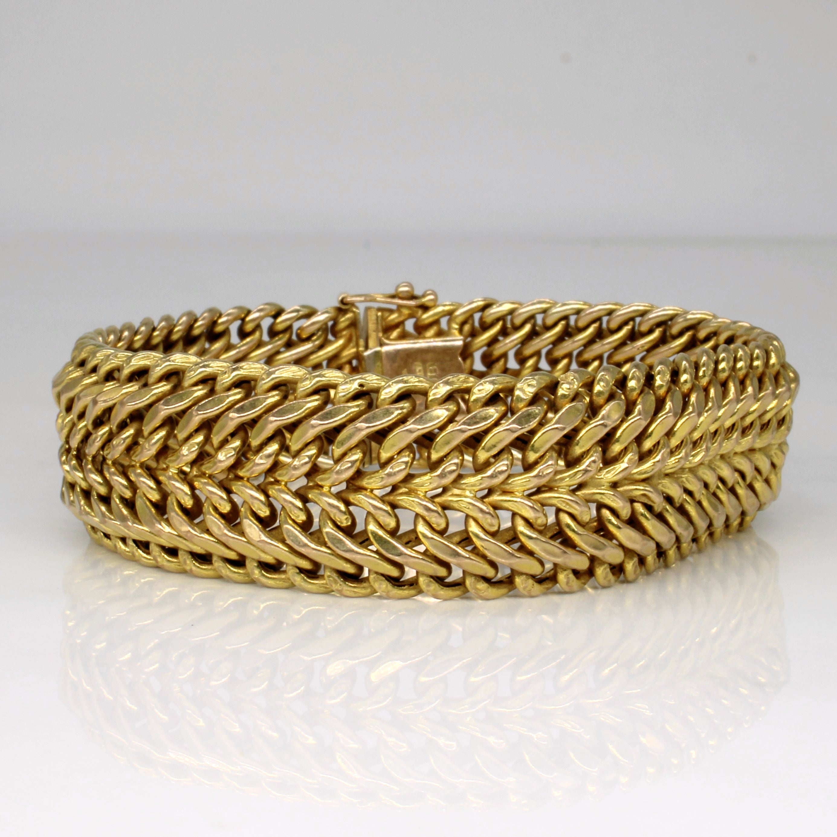 10k Yellow Gold Modified Curb Link Bracelet | 7" |