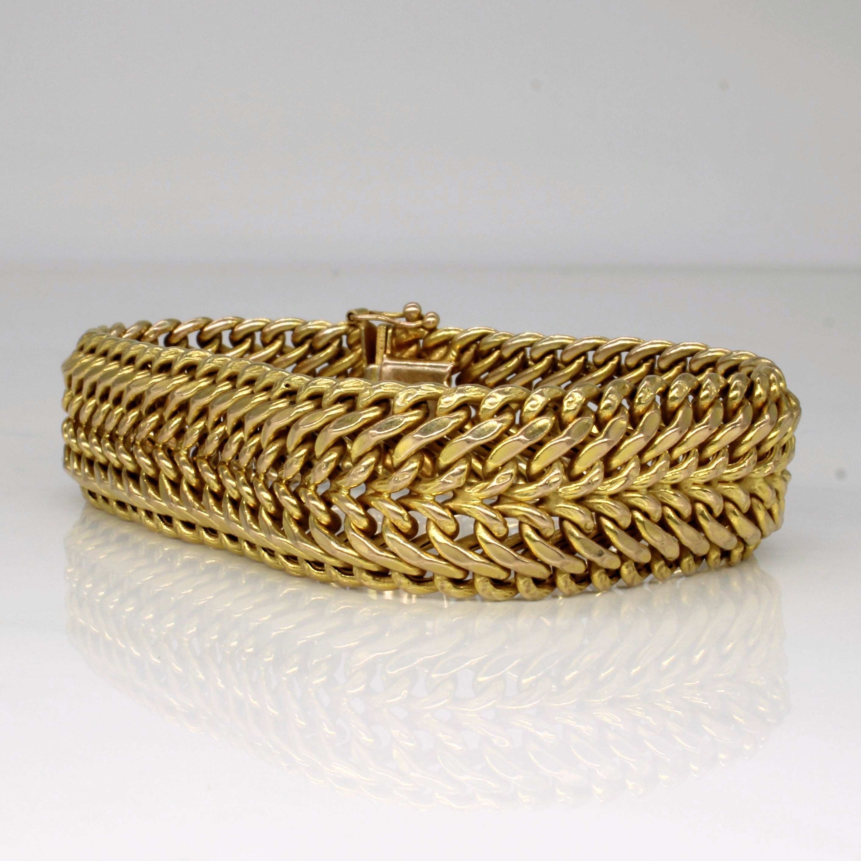 10k Yellow Gold Modified Curb Link Bracelet | 7" |