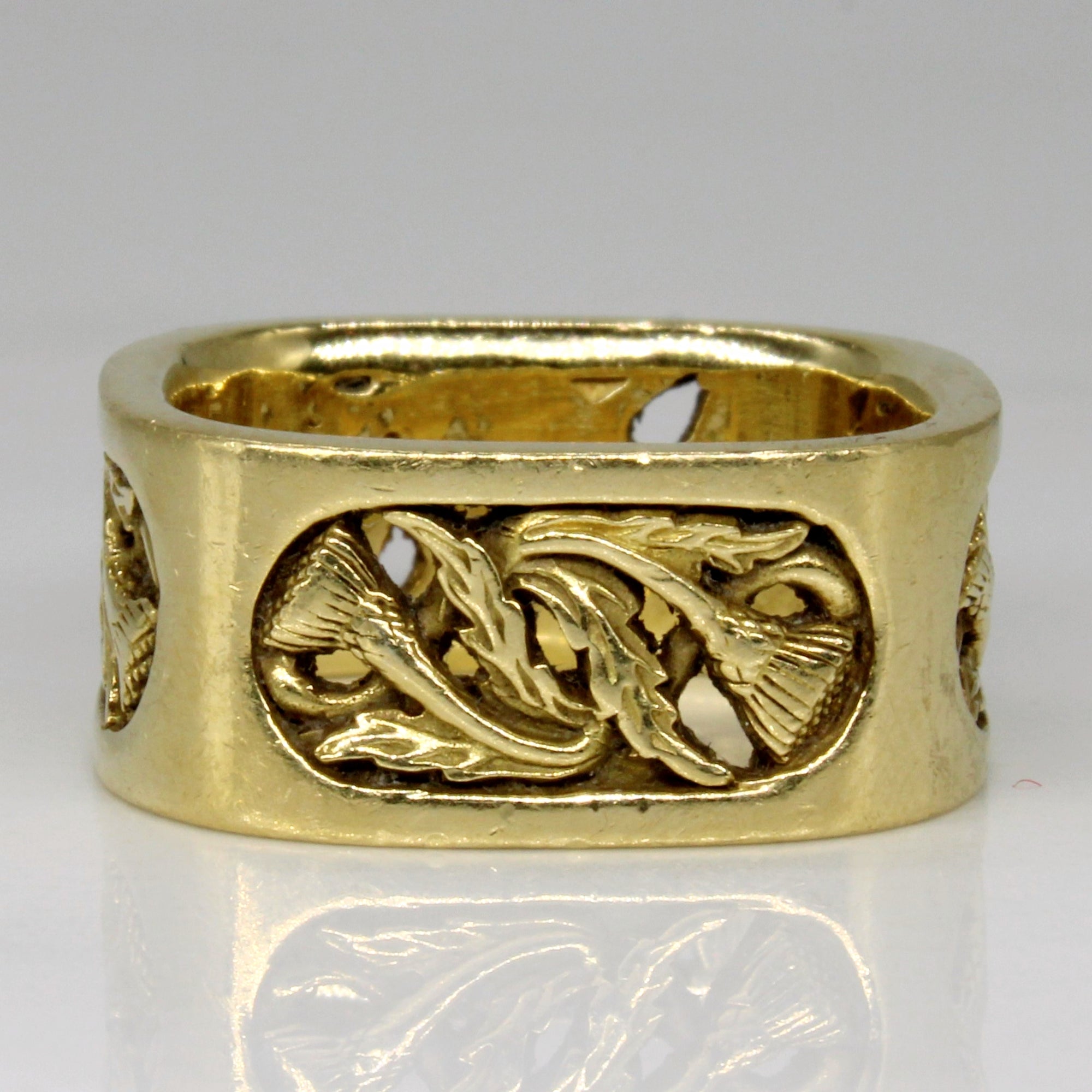 18k Yellow Gold Thistle Cut Out Ring | SZ 7 |