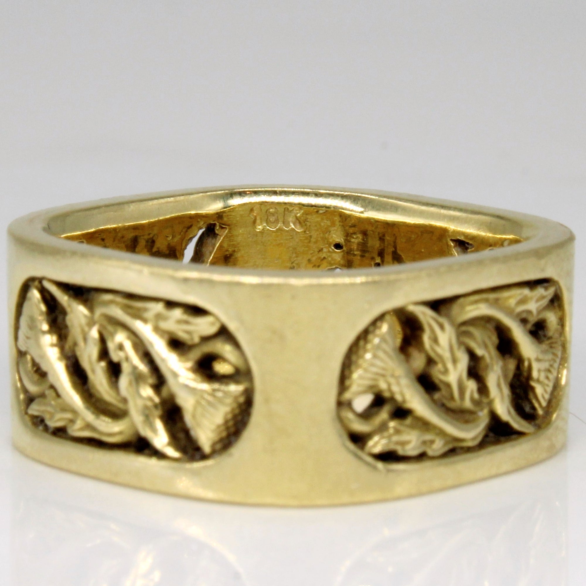 18k Yellow Gold Thistle Cut Out Ring | SZ 7 |