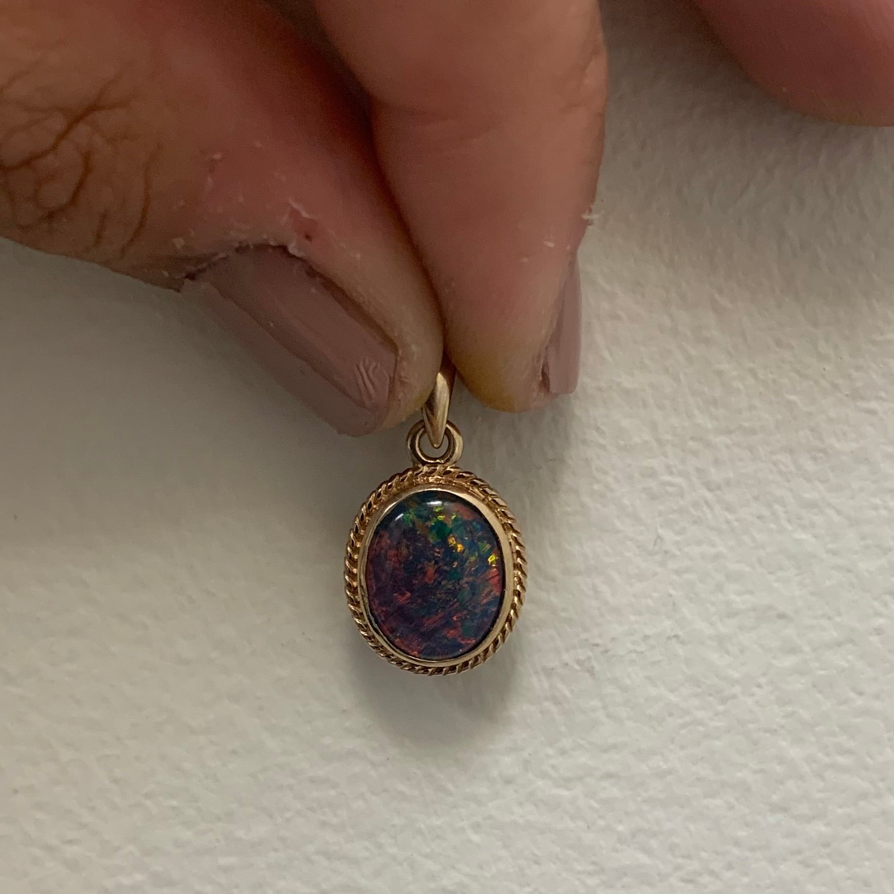 Bezel Set Black Opal Doublet Pendant | 2.00ct |