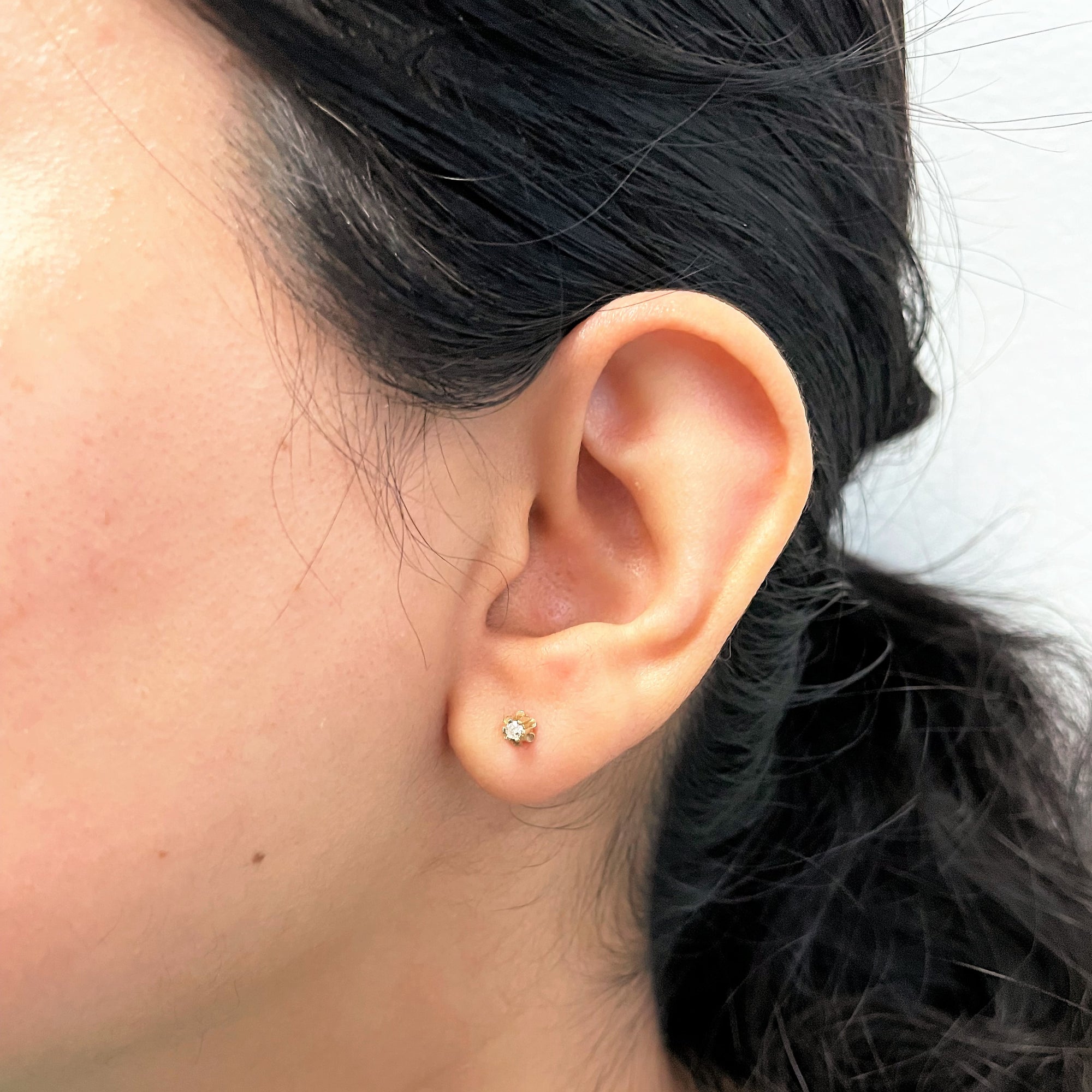 Belcher Set Diamond Stud Earrings | 0.07ctw |