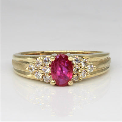 Ruby & Diamond Cluster Accent Ring | 0.40ct, 0.18ctw | SZ 6.5 |