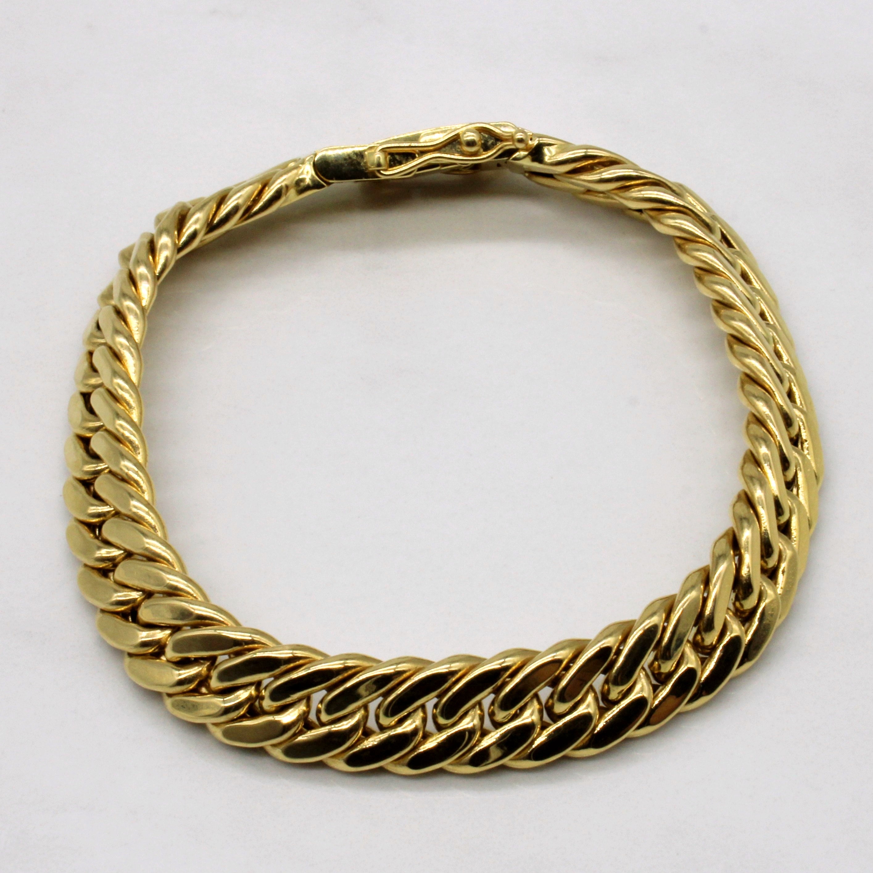 Bracelet à maillons cubains en or jaune 18 carats | 7,5" | 