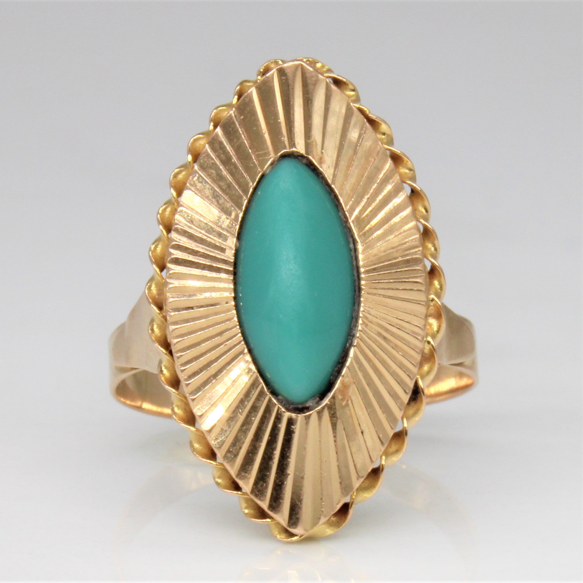 Turquoise Navette Cocktail Ring | 1.65ct | SZ 4.5 |