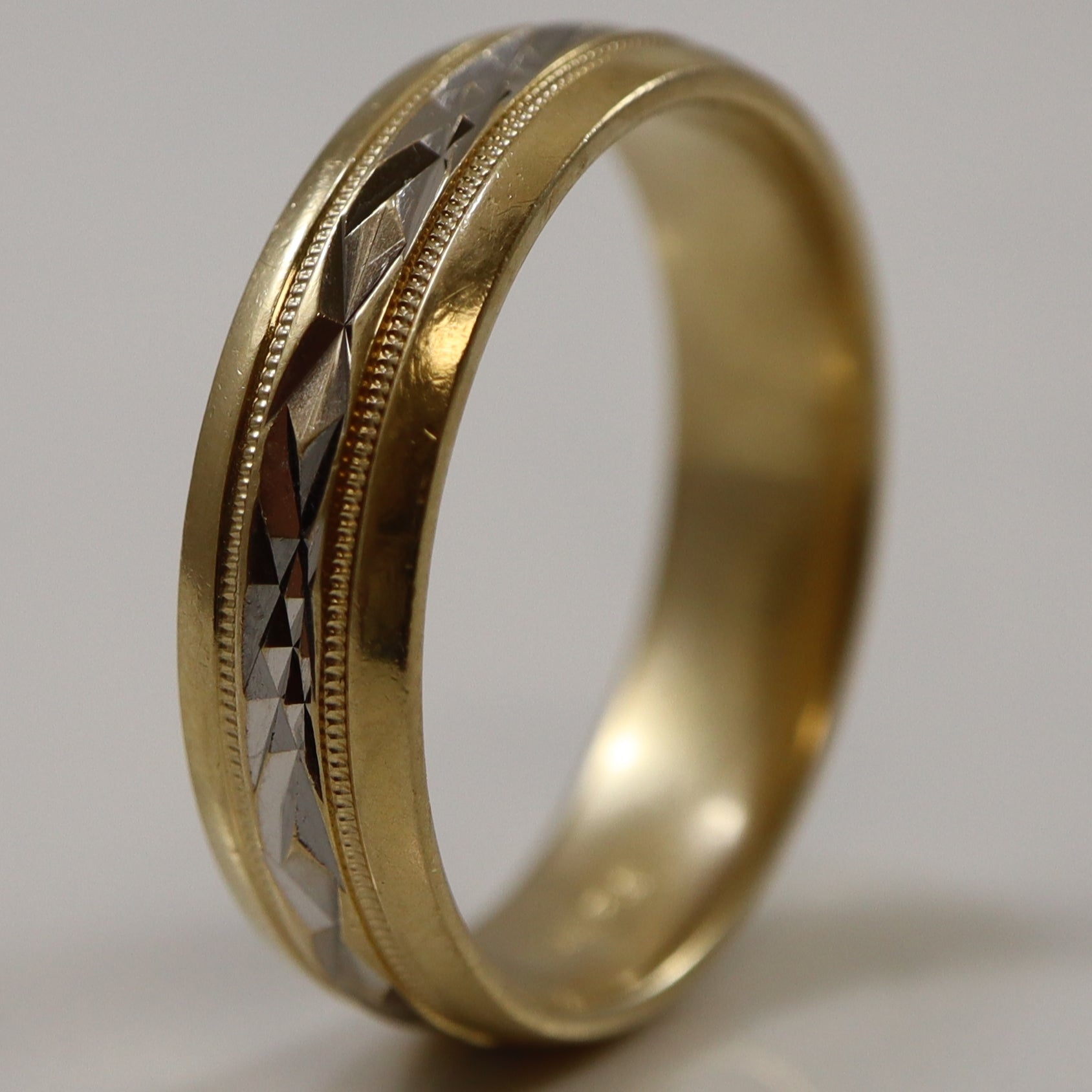 Two Tone Diamond Cut Gold Band | SZ 11 |