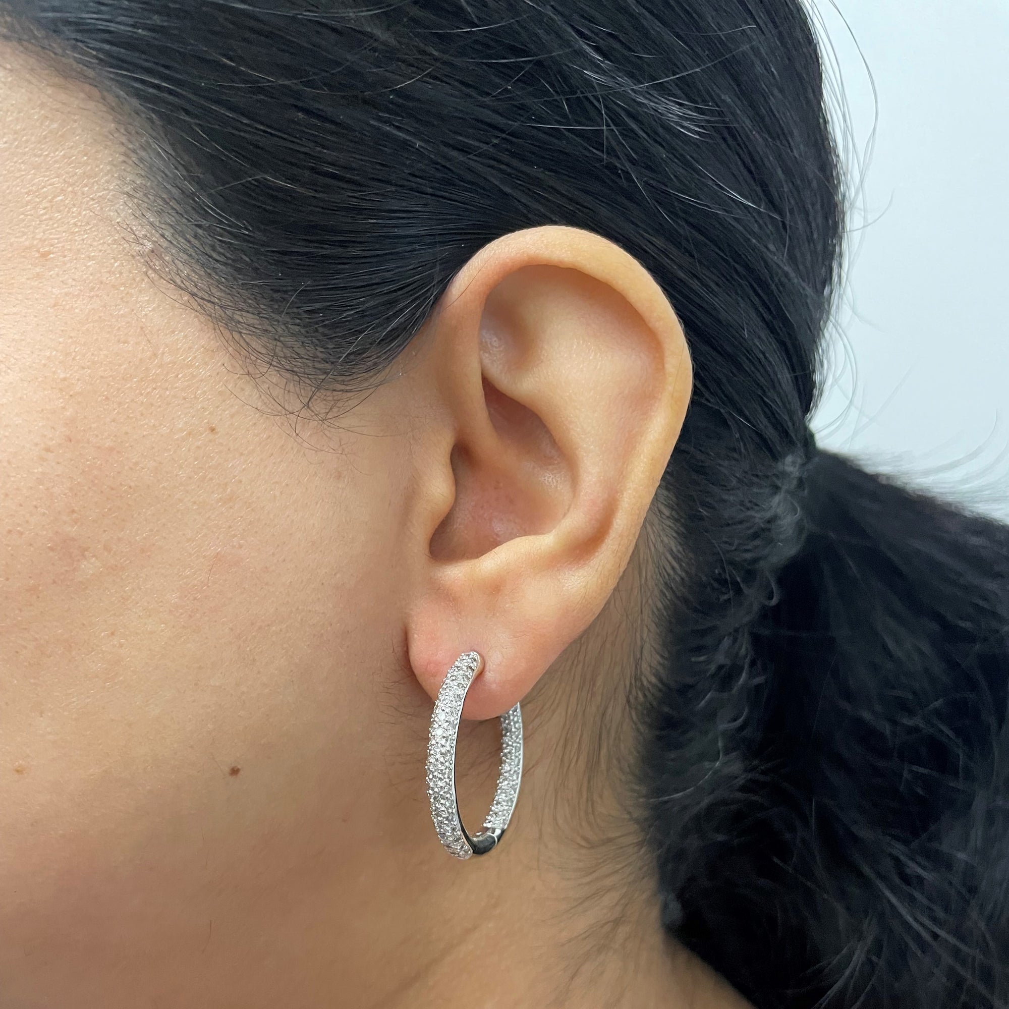 Inside Out Pave Diamond Hoop Earrings | 1.78ctw |