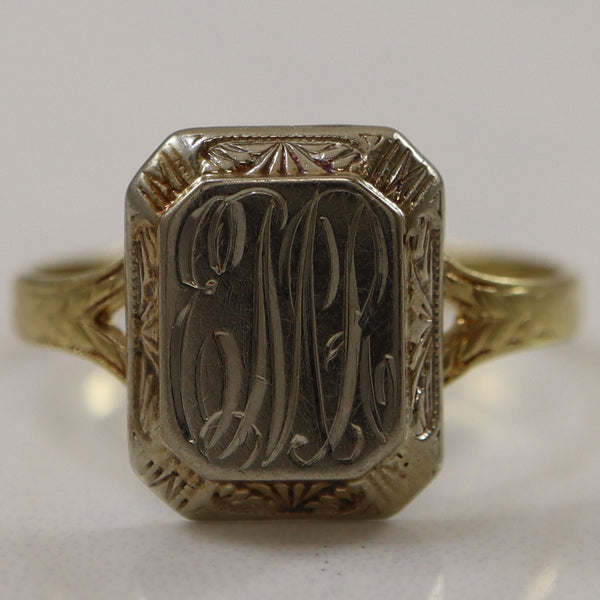 Engraved Art Deco Signet Ring | SZ 6.5 |