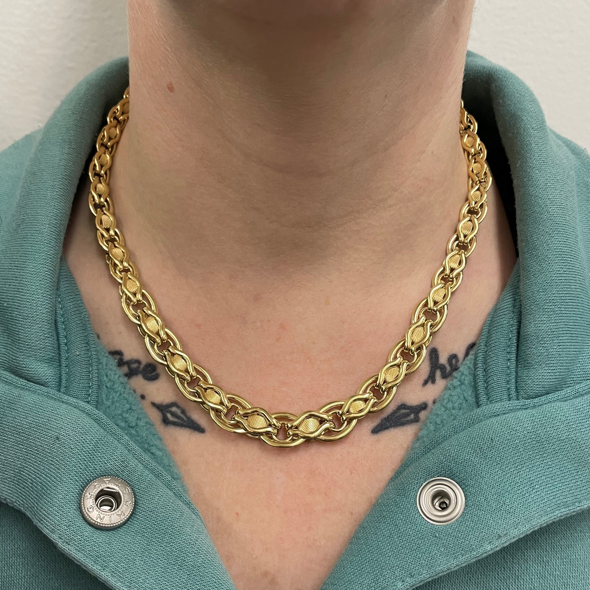18k Fancy Link Chain Necklace | 17