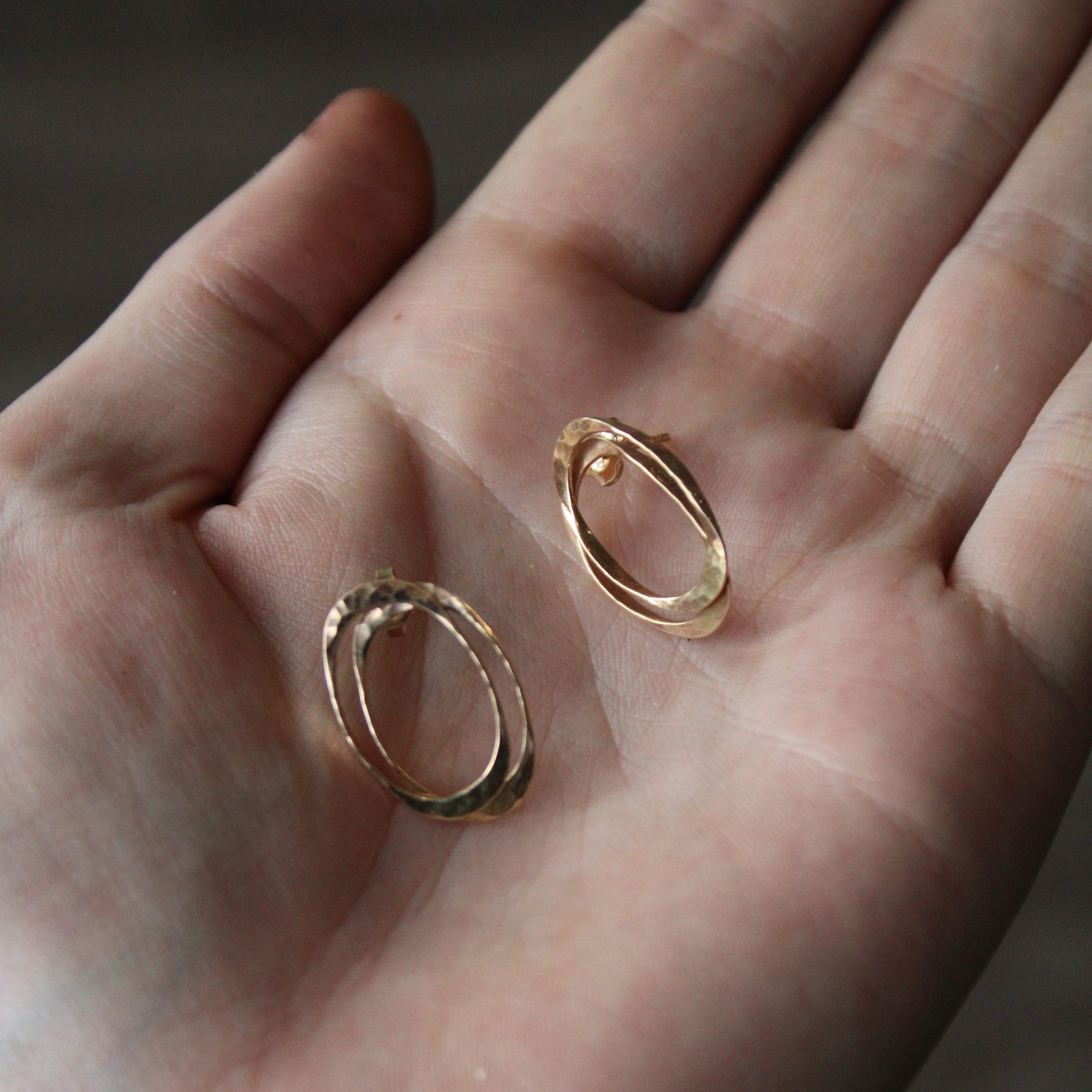 Yellow Gold Layered Stud Earrings |