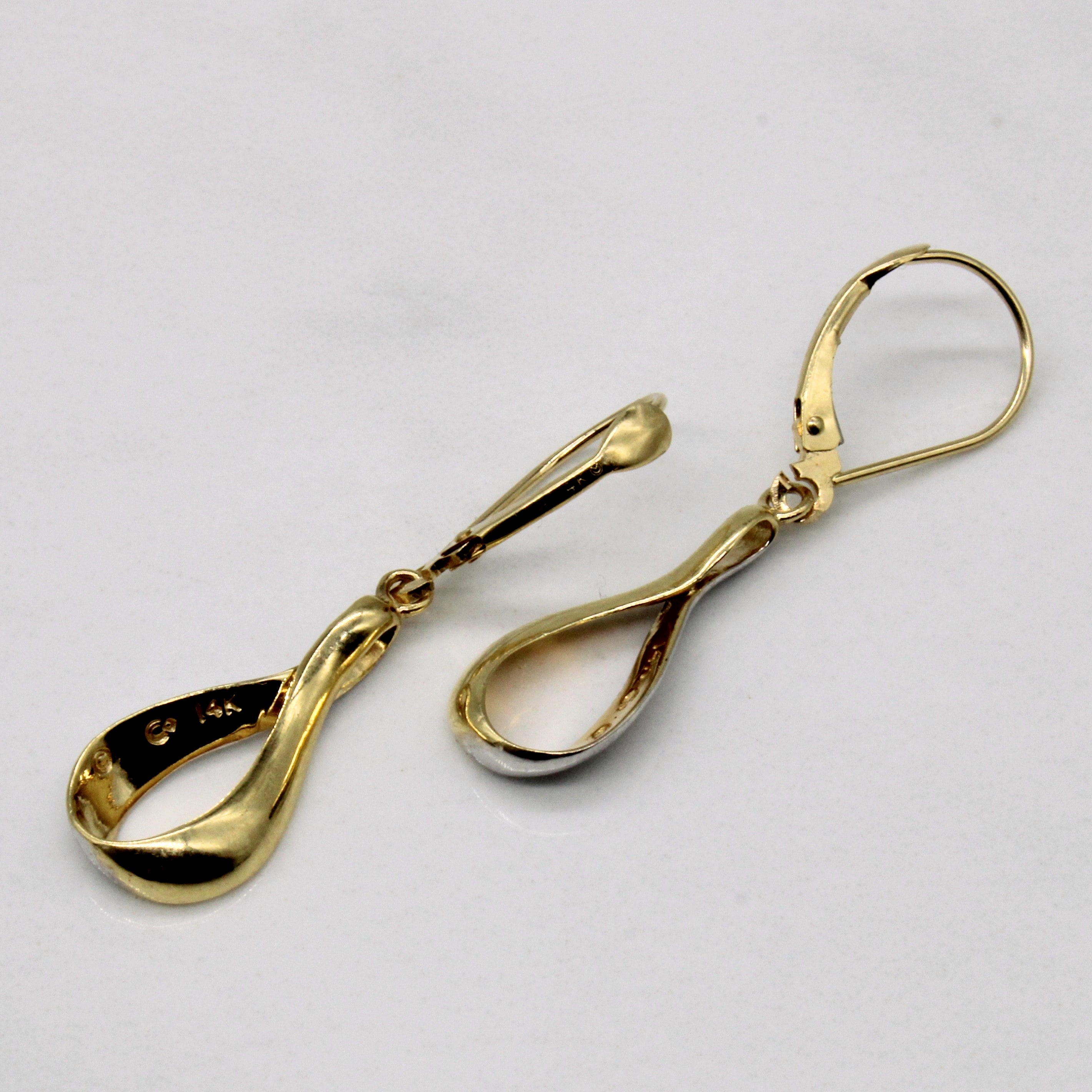 14k Two Tone Gold Drop Earrings