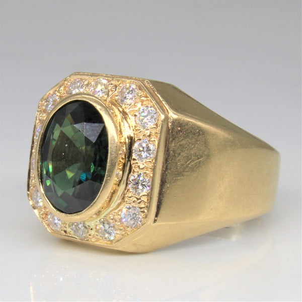 Green Sapphire & Diamond Ring | 3.00ct, 0.50ctw | SZ 10 |