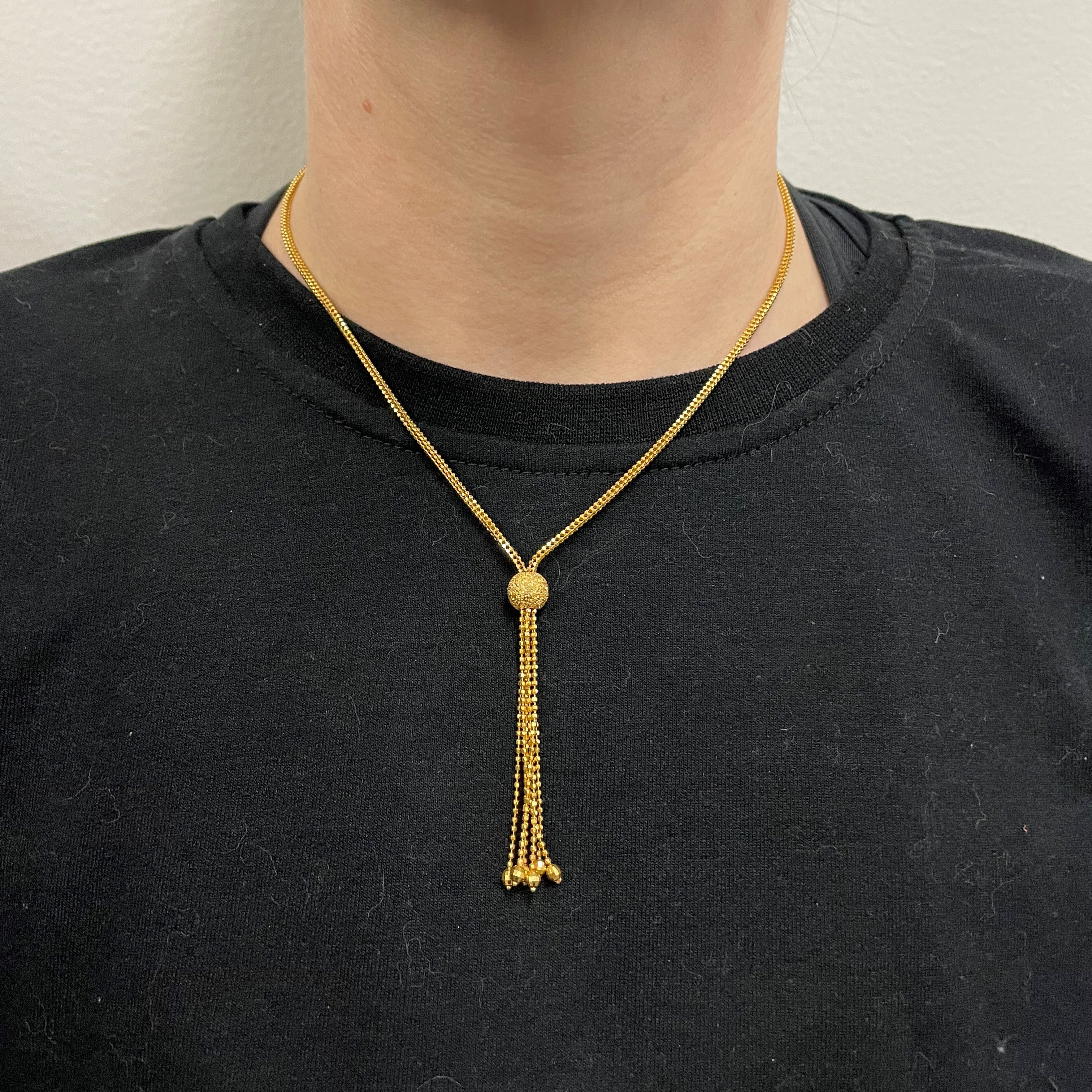 22k Yellow Gold Tassel Necklace | 16" |