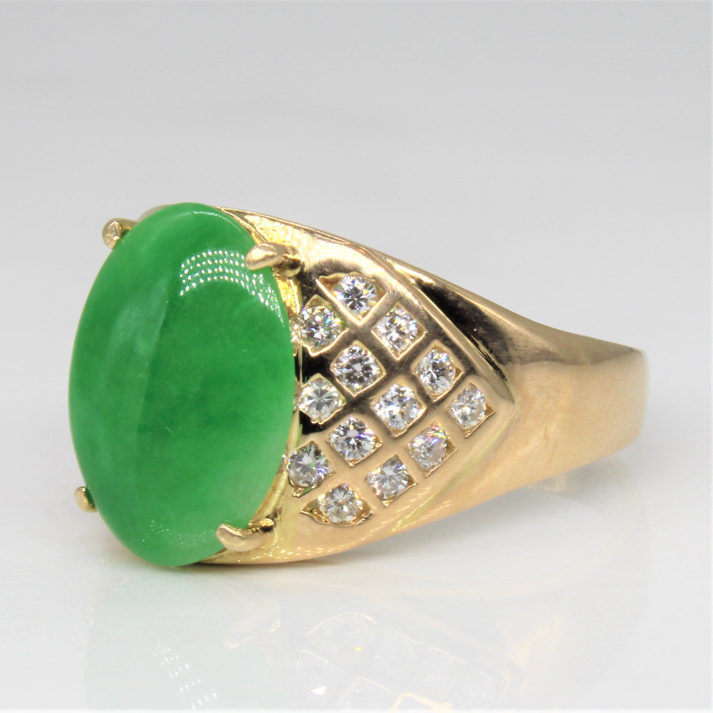 Jadeite & Diamond Ring | 2.55ct, 0.39ctw | SZ 8.25 |