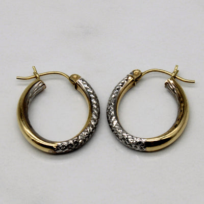 14k Two Tone Gold Hoop Earrings