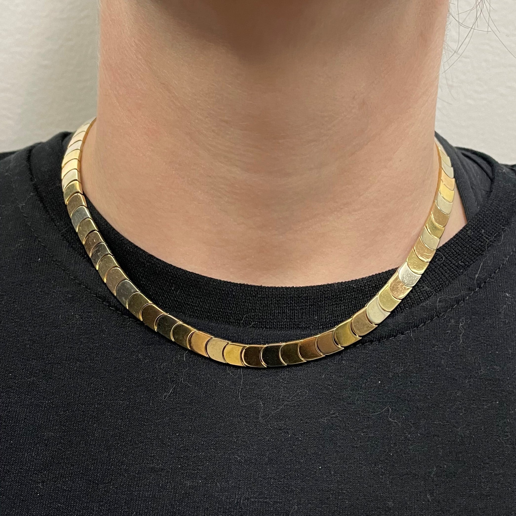 Tri Tone Gold Choker Necklace | 16.5" |